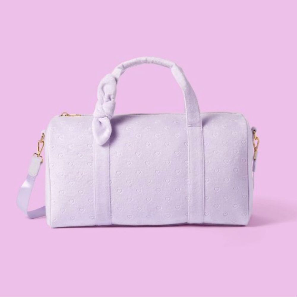 ✨Stoney Clover Lane x Target purple terry cloth heart embossed duffle SOLD OUT✨